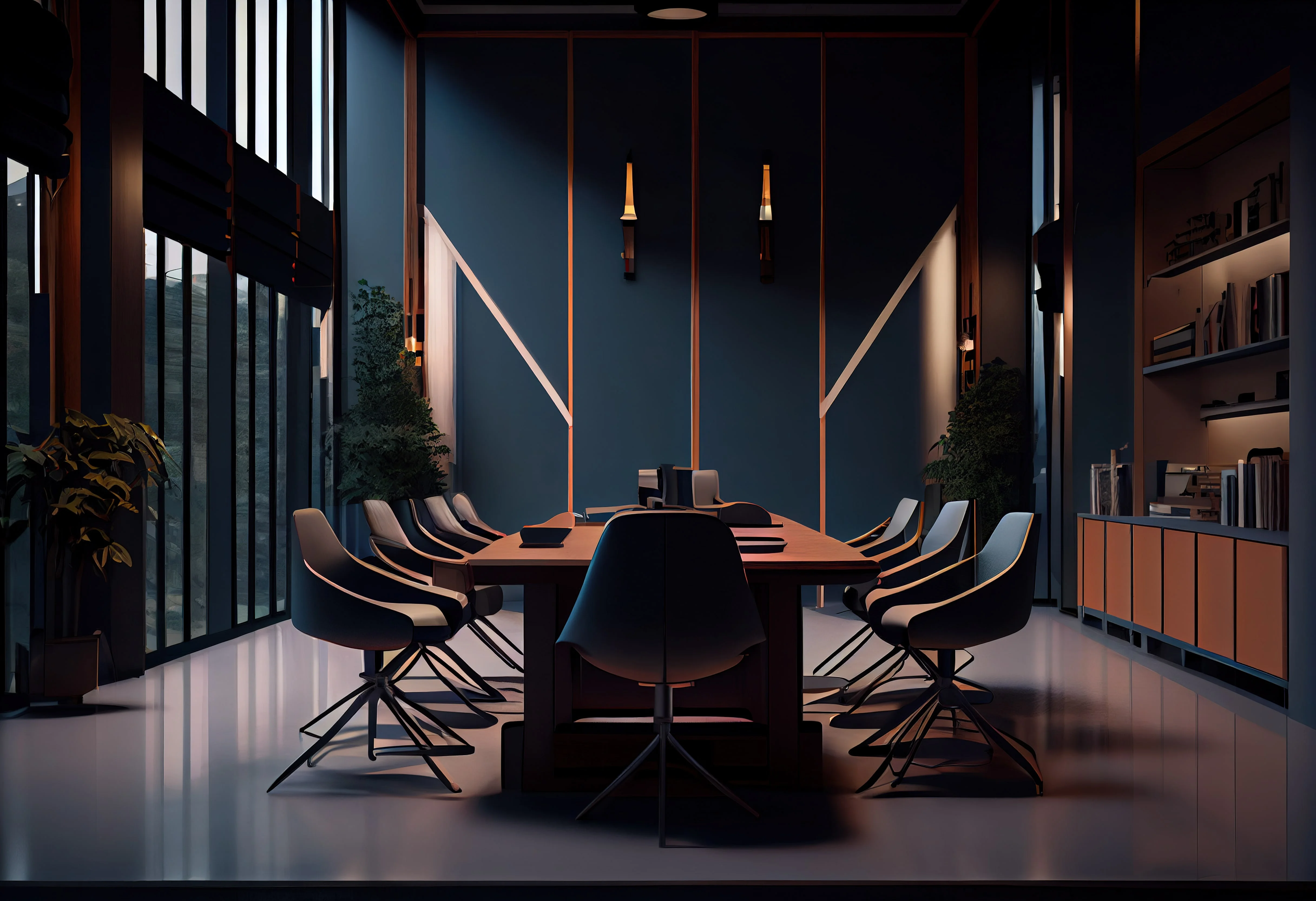 'Ένα τραπέζι συνεδριάσεων σε μία εταιρία'